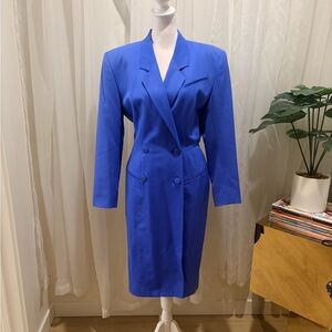 Vintage Elie Tahari Royal Blue Double-Breasted Blazer Dress size 6